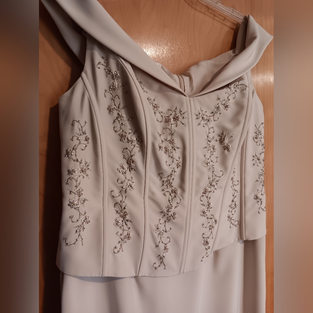 Elegant Beige Embroidered Dress